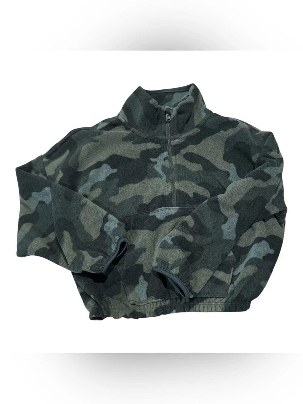 Old Navy Kids' Green Camo Quarter-Zip Pullover Jacket S 6/7